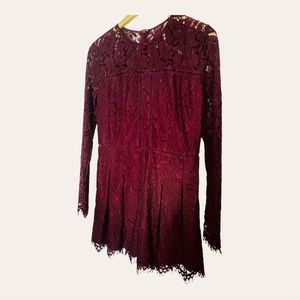 Lace Shorts Romper in Burgundy
